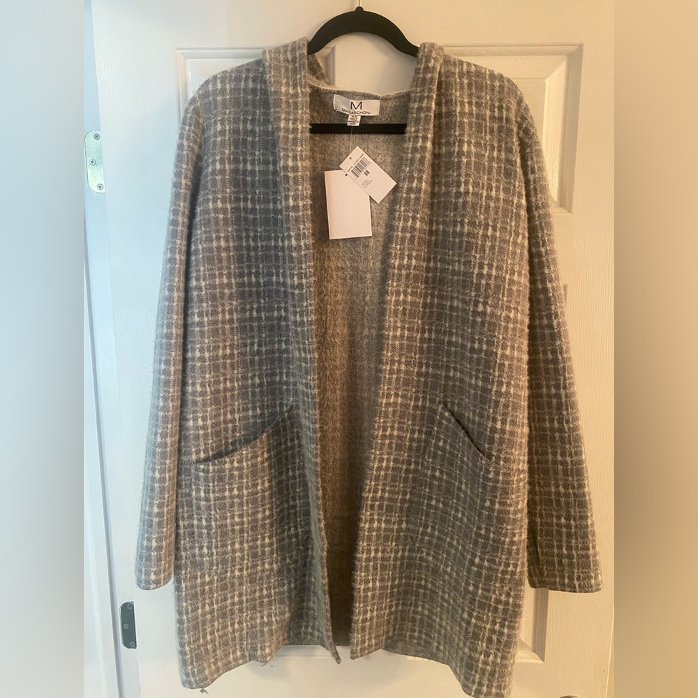 Magaschoni Thick Gray Cape Sweater Jacket NWT